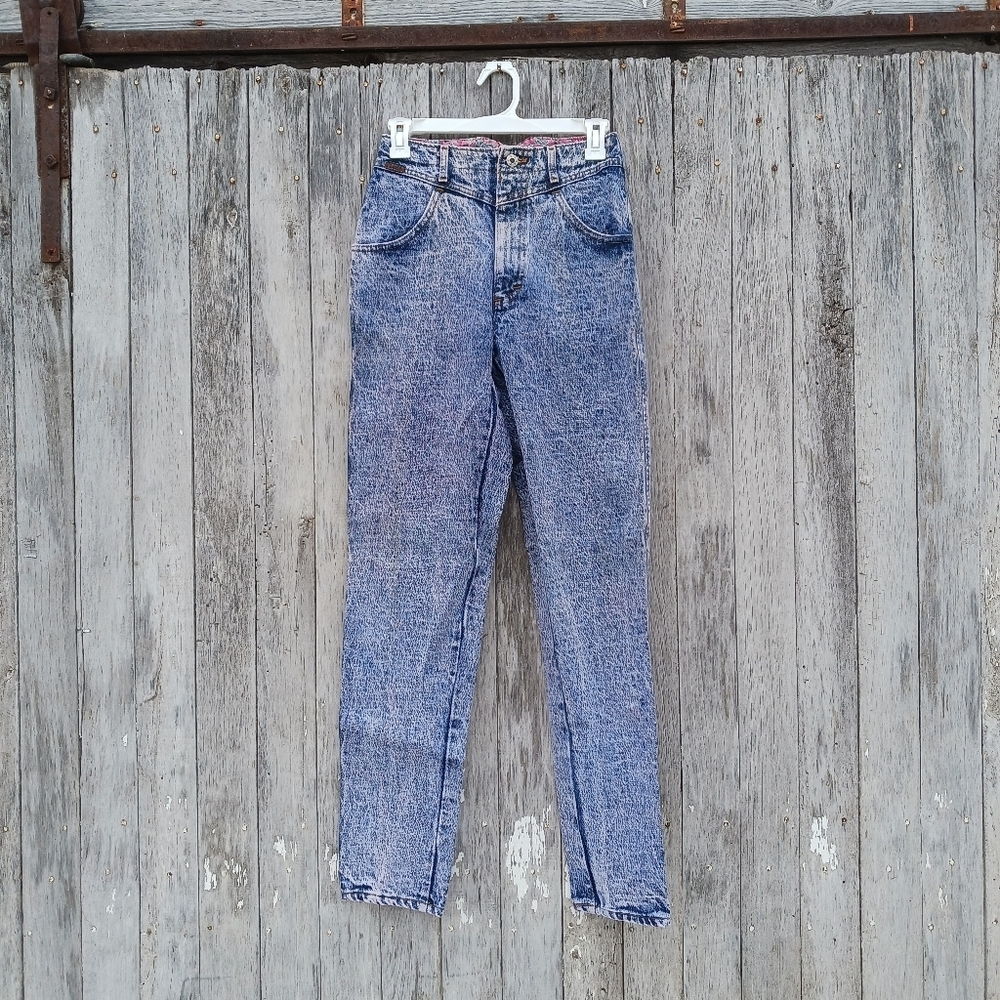 Vintage Lee 90s Stone Wash Jeans‎ Women's Sz 26 High Rise Tapered Leg V Front